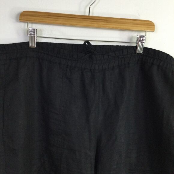 Eileen Fisher Womens Linen Cropped Pant Drawstring Waist Linen Black Size Large - Picture 2 of 16